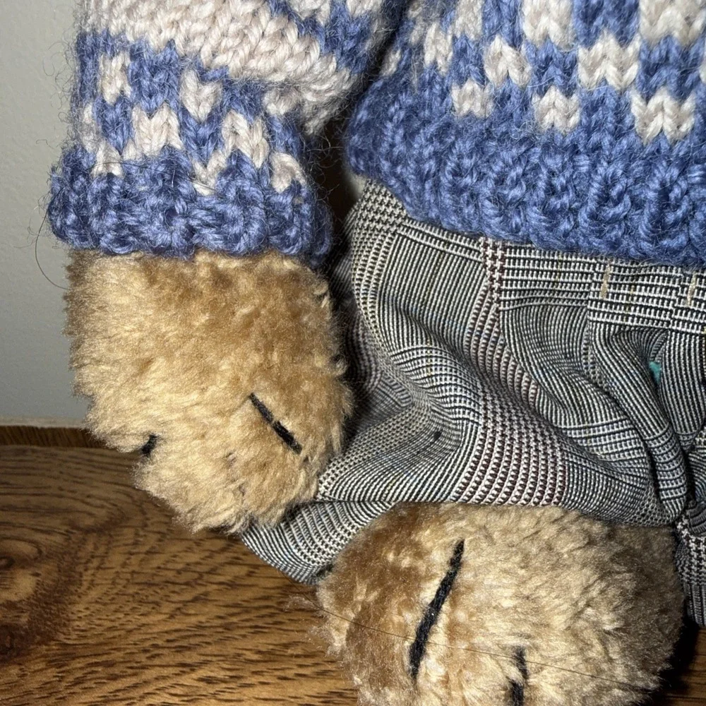 Vintage Boyds Bear Tyler Summerfield 1990-1996 Plush Blue Sweater Plaid Pants